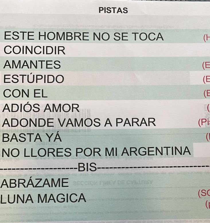 STARPROMX's tweet photo. Set list show privado #RocioBanquells #Banquells #lunamagica #grandiosas #starpromx https://t.co/czQEKKphcm