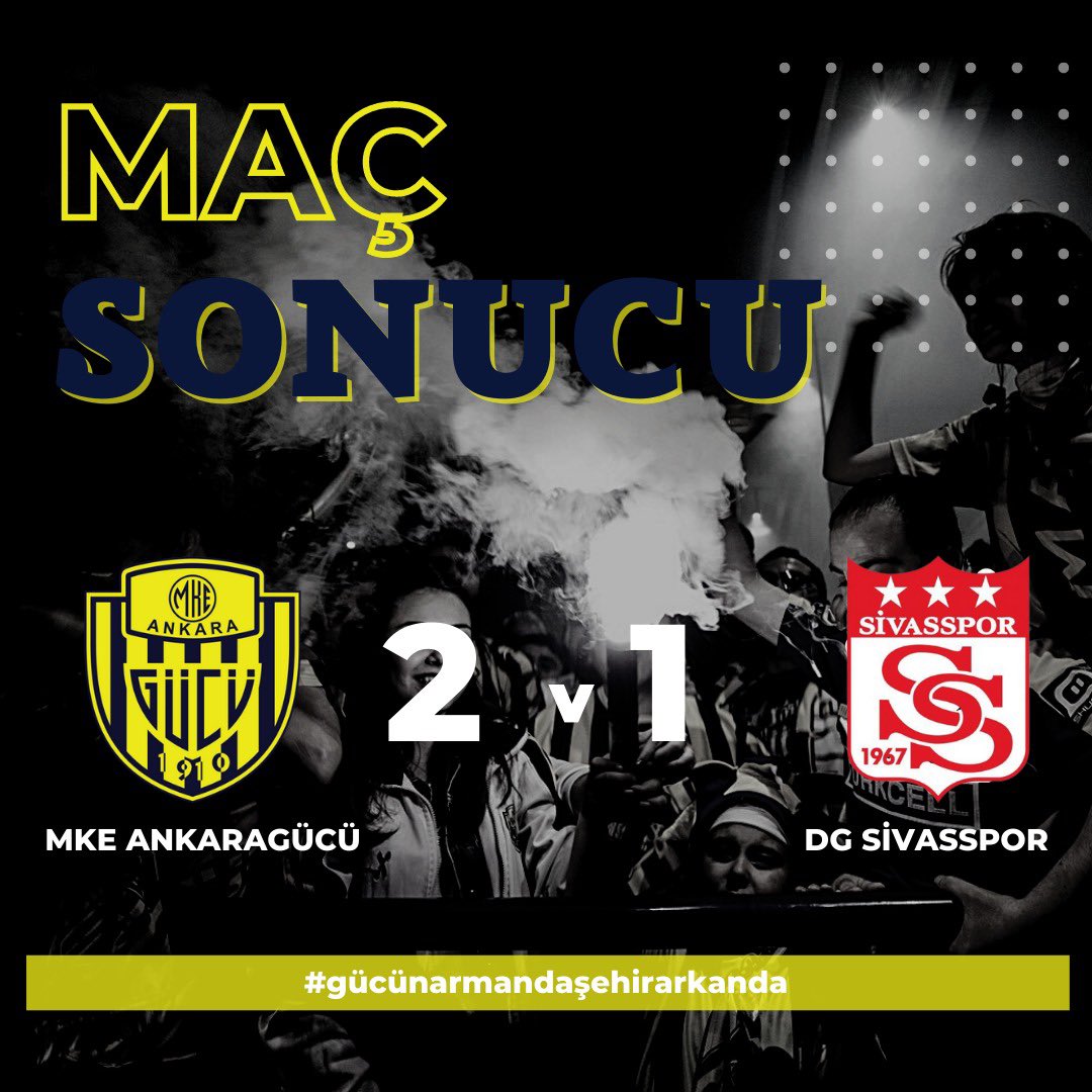 Maç sonucu | MKE Ankaragücü'müz 2 - 1 Demir Grup Sivasspor #AGvSVS