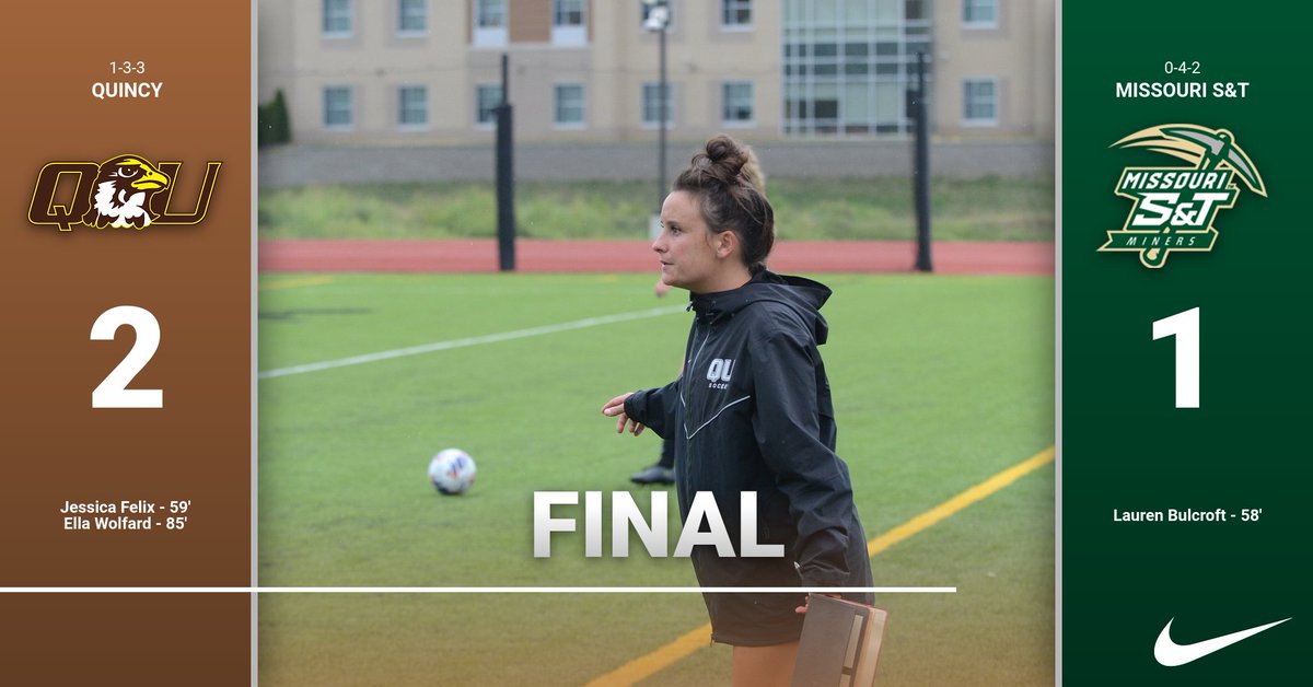 QUHawks's tweet photo. WINNER!! @QUWSoccer defeats Missouri S&amp;T 2-1!

Head Coach Mackenzie Schissel collects her 1st career coaching win! https://t.co/pkzvKmFetD