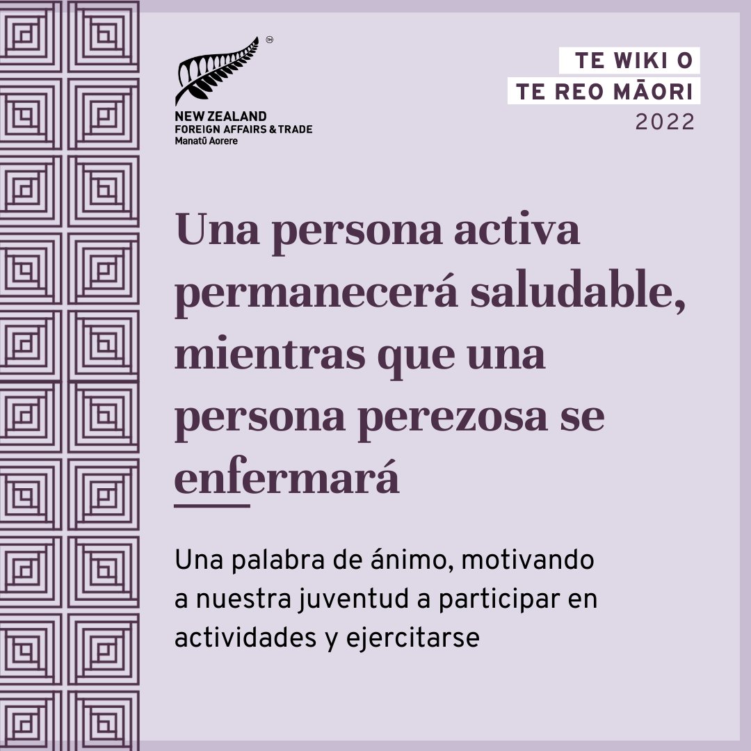 NZinMexico's tweet photo. #ProverbioMāoriDelDia: Ta-ma tu ta-ma ora, ta-ma no-jo ta-ma ma-te – Una persona activa se mantendrá sana mientras una persona perezosa se enfermará https://t.co/liI2pDGTM0