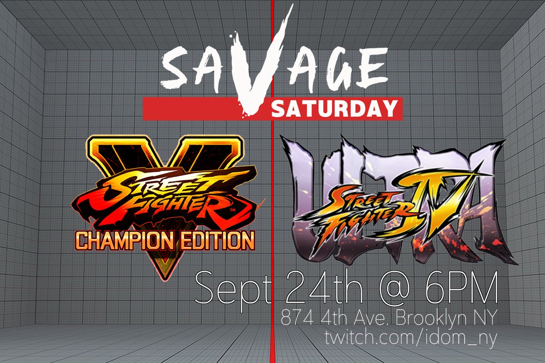 Savage Saturday Returns with more SFV action but WE ARE DOING IT ON PC! 🖥 We will also be holding a special NYC vs DMV 5v5 exhibition before the tournament! Tune in and watch the DMV get crushed! 🕑: September 24 6PM EST 📍: @nycnextlevel Stream: twitch.tv/idom_ny