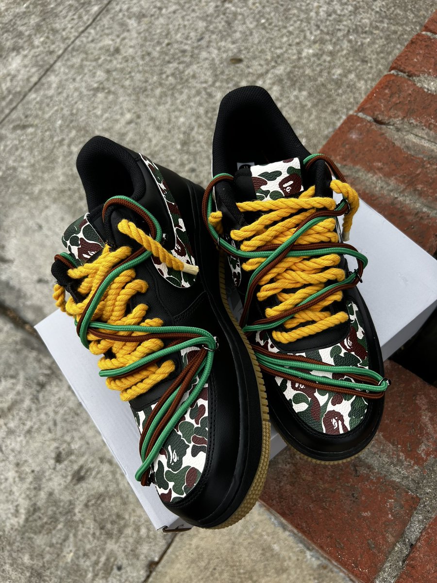 “army bape“🧸👟#customsneakers #bayarea #custommade #airforce1 #oakland #topnotchkustomzz