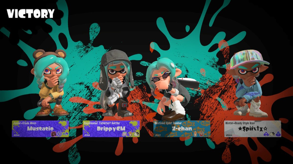 mustatiopower's tweet photo. thanks for the games @DrippyCM @Chan14Z @TheUnledSpirit @sugaryfiz and kaffie #Splatoon3 #NintendoSwitch https://t.co/TTKvVDoQP9