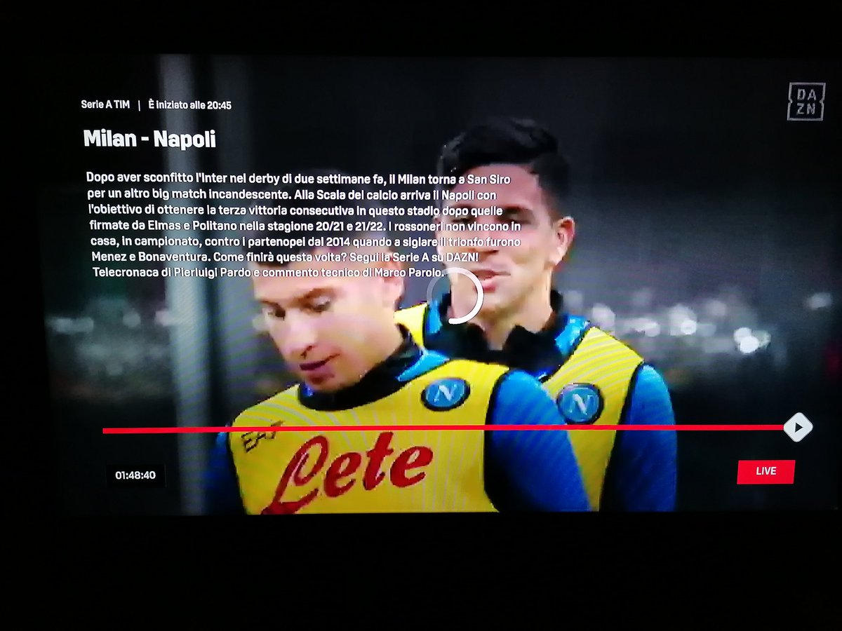 franciemme's tweet photo. Tranquilli @DAZN_IT, anche oggi tutto a posto #MilanNapoli #DAZN https://t.co/J0QsjP0PMD