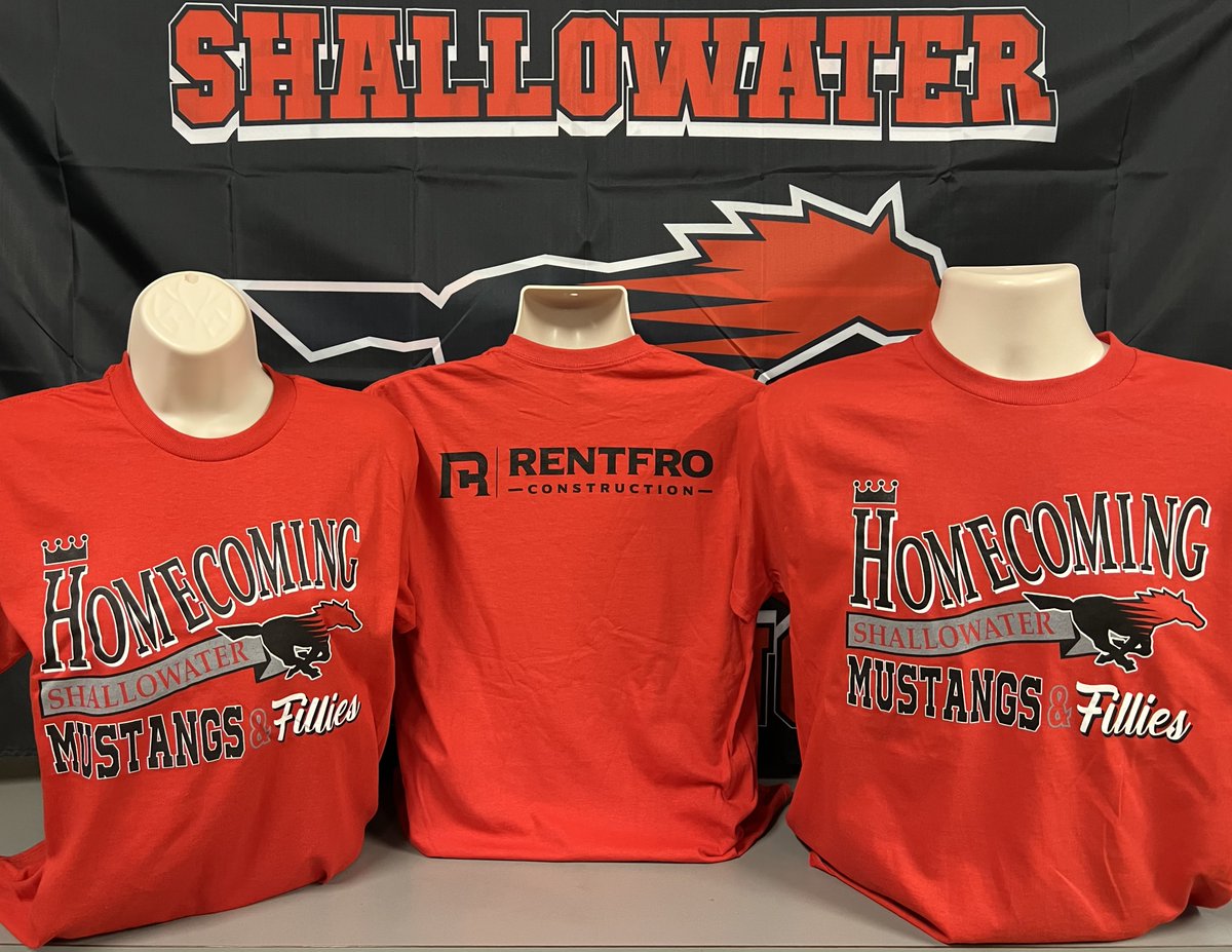 👑 Royalty 👑 is the theme of the week for Homecoming! 

Thank you to Rentfro Construction for sponsoring this week's spirit shirts!

Spirit shirts will be sold on:
- Monday, September 19th
- 6-7pm 
- at Todd Field 

$10 each (cash or Venmo)

Quantities are limited!