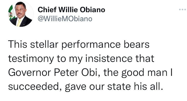 Testimonies of Gov Obiano the successor of peter obi in Anambra Governance. UNLIKE the lies and misleading videos @fkeyamo posted 
#Trackrecord

Rufai  Oshiomhole  #PeterObiOnCNN Daniel #emilokan