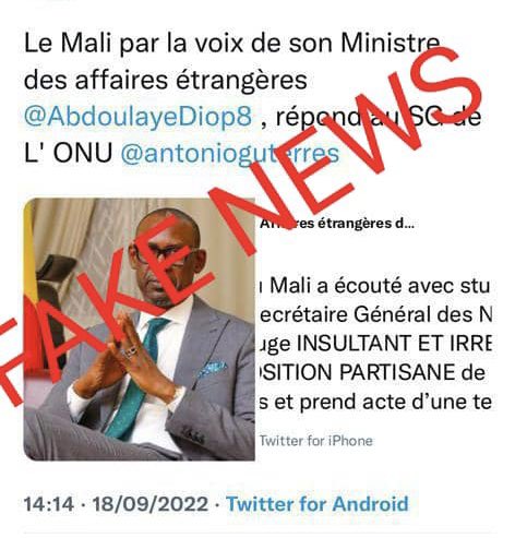 MaliMaeci's tweet photo. Fake news @AbdoulayeDiop8 @PresidenceMali https://t.co/4rSkRYqggC