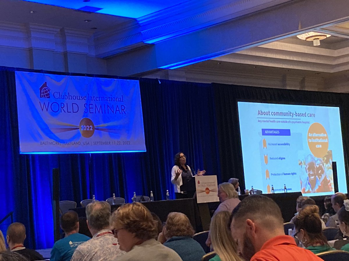 SummerBerman's tweet photo. Dévora Kestel, Dir of Mental Health &amp; Substance Use @WHO discussing the spectrum of approaches needed for effective community-based mental health care outlined in their CMH guidance report. #WorldSeminar2022 #ClubhouseWorks @Clubhouse_Intl #WEARECLUBHOUSEINTERNATIONAL https://t.co/PlhrYt6hMY