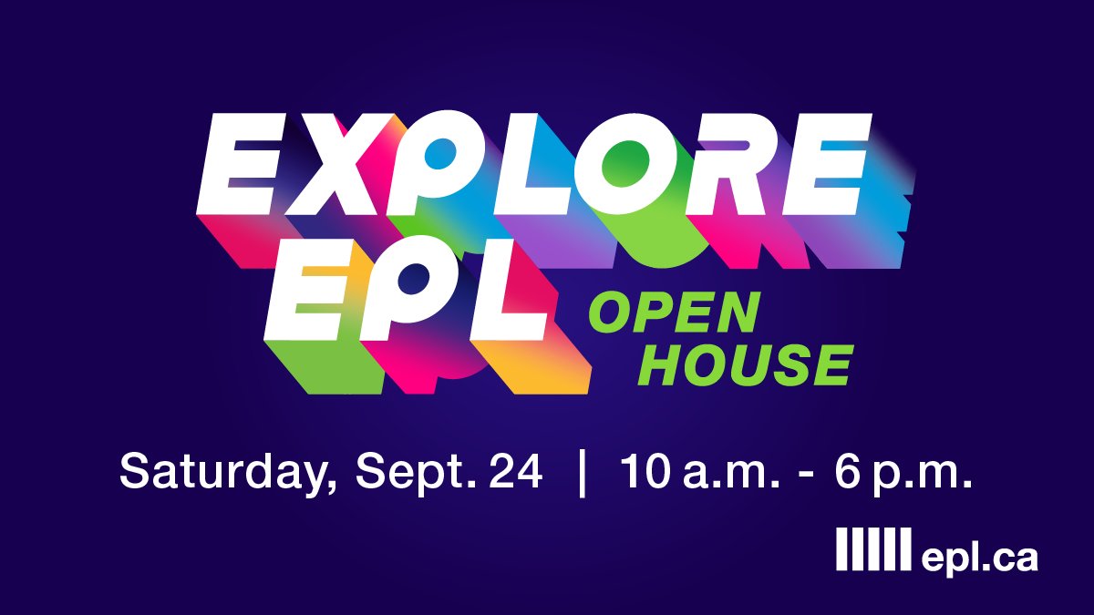 EPLdotCA's tweet photo. Will you be joining us for our upcoming Explore EPL Open House on Saturday, Sept. 24? We have so many fun activities planned for Edmontonians of all ages! Check out all the exciting classes and events we have planned at our Milner Library: https://t.co/jdFfNOXFyO #ExploreEPL https://t.co/VzdjqlguQC