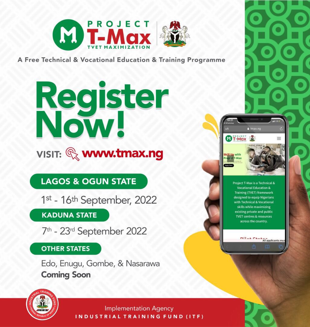 SlyyoldeWears's tweet photo. The Federal Government project Tmax.
Is a skills acquisition program implemented by ITF in 7 states… Our sisters kindly apply, kindly login and check the available courses! 
https://t.co/YOvXVfH150
Currently Kaduna and Nasarawa is open… Gombe, Enugu and Edo coming soon https://t.co/Of0kaZvuSo