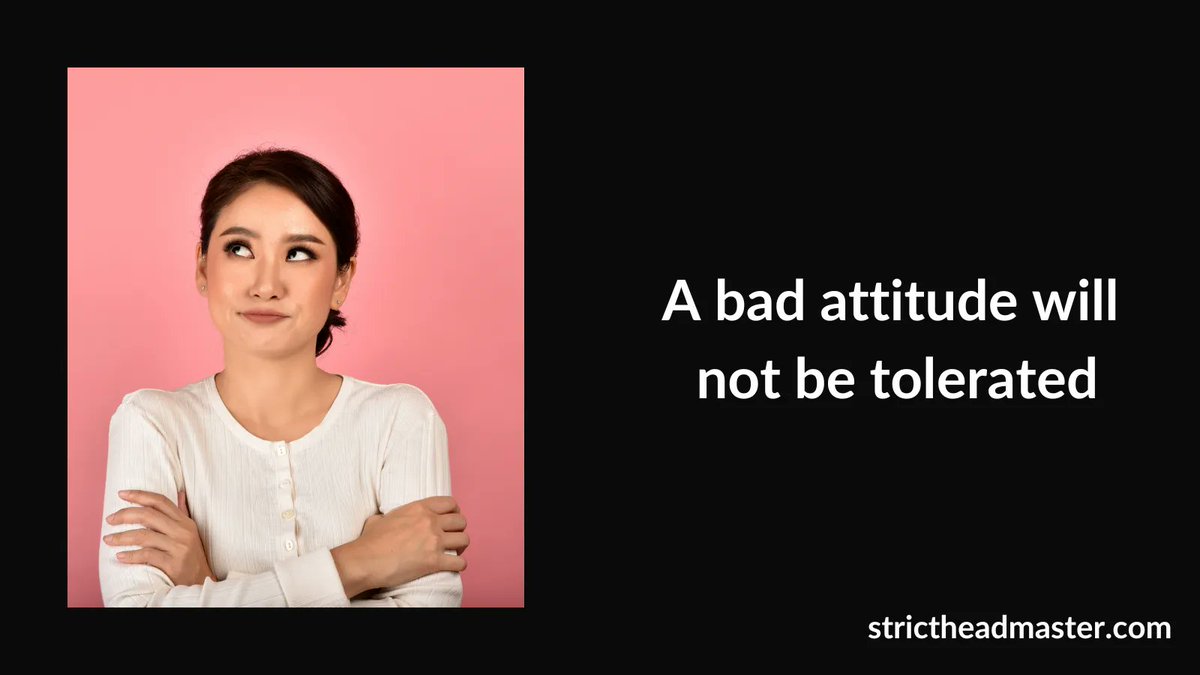 strictheaduk's tweet photo. A bad attitude will not be tolerated.

#stricthradmaster
#disciplinarian
#corporalpunishment
#lifecoachforwomen
#catharticspanking
#disciplinarianforwomen
#stressreliefspanking
#punishmentspanking
#realspanking https://t.co/LEiXLPu3nF