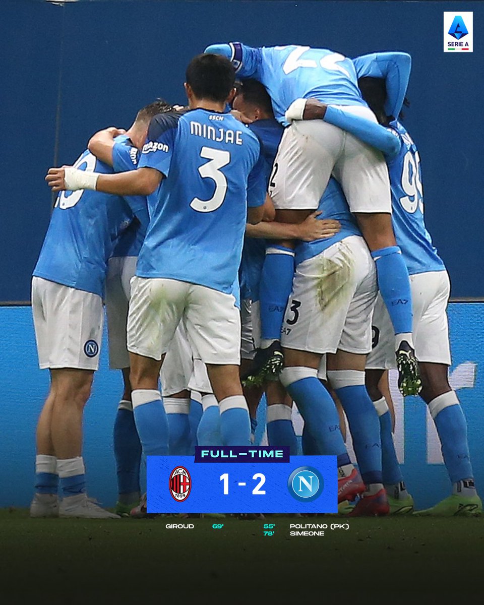 SerieA_EN's tweet photo. FT

@en_sscnapoli win big and we have a new #SerieA💎 leader! 

#MilanNapoli https://t.co/gRd5jcW6nM