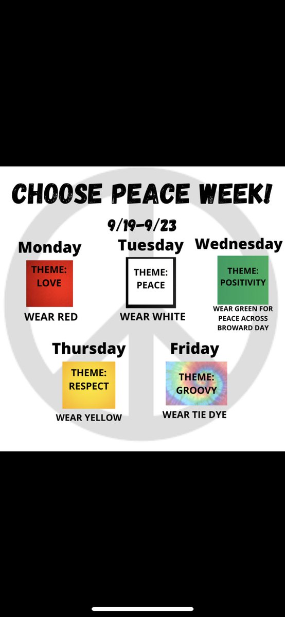 Celebrate Peace Week starts tomorrow. <a href="/NBFelem/">Nova Blanche Forman</a> <a href="/FeelHealLearn/">Ms. James</a> #celebratepeace #☮️ #knownova #bekind