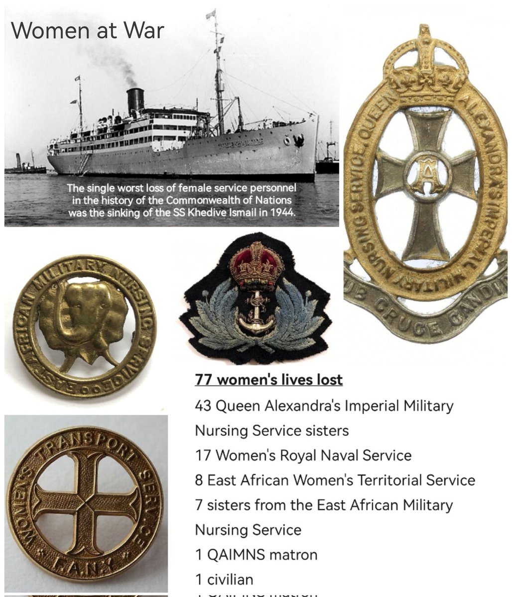 The single worst loss of female service personnel in the history of the #Commonwealth,the sinking of the troop ship #SSKhediveIsmail 12th Feb 1944 by Japanese submarine.A story to be told & remembered #womenshistory #WW2 #WWII #WRNS #Wrens #QAIMNS #ESMNS #FANY #WTS #navalhistory