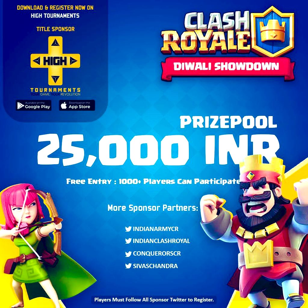 IndianArmyCr (@indianarmycr) on Twitter photo Diwali Showdown
Date- 23 October,2022
To Register-
✅Download High App hightournaments.page.link/qKq7
✅Follow all Sponsor’s
<a href="/IndianArmyCr/">IndianArmyCr</a> <a href="/Indiaclashroyal/">India</a> <a href="/conquerorscr/">THE CONQUEROR$</a> <a href="/sivaschandra/">Ace</a> 
✅Re-Tweet
✅Tag 2 Friends
Payment Mode- Gpay, Paytm , Paypal & Codes.
Open To All Global Players Diwali Showdown
Date- 23 October,2022
To Register-
✅Download High App hightournaments.page.link/qKq7
✅Follow all Sponsor’s
<a href="/IndianArmyCr/">IndianArmyCr</a> <a href="/Indiaclashroyal/">India</a> <a href="/conquerorscr/">THE CONQUEROR$</a> <a href="/sivaschandra/">Ace</a> 
✅Re-Tweet
✅Tag 2 Friends
Payment Mode- Gpay, Paytm , Paypal & Codes.
Open To All Global Players