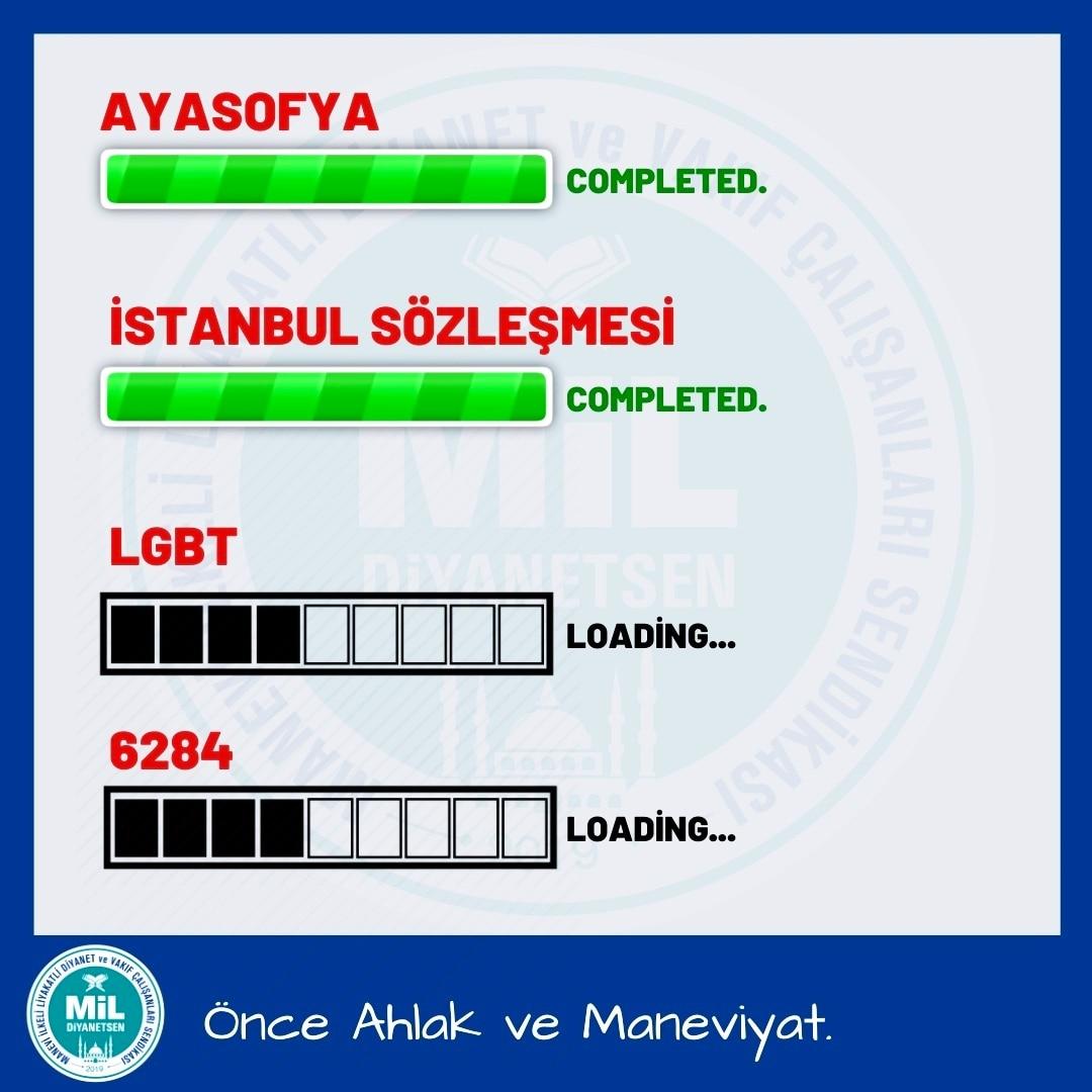 Ayasofya tamam...
İstanbul Sözleşmesi tamam...
LGBT yükleniyor...
6284 yükleniyor...
#LGBTdayatması #LGBTsapkınlıktır
#LGBT #LGBTDAYATMASINAHAYIR
#Sarachane #İstanbul #diyanet
#LgbtSapkınlığınaDurDe