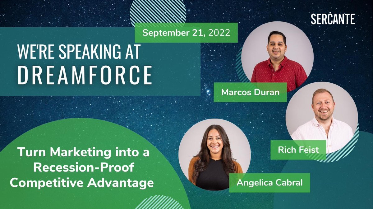 Catch me at #Dreamforce with my colleagues as we chat about how marketing can boost your operations in uncertain times and you can prepare NOW #Sercante #homeformarketers