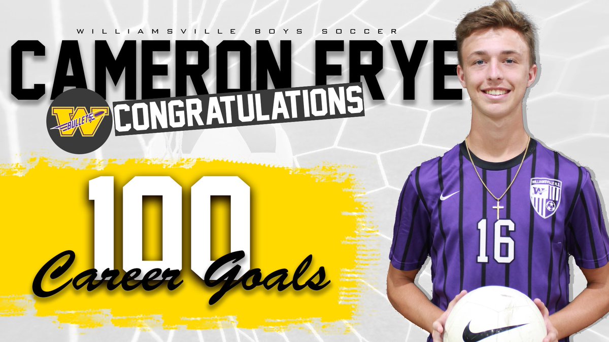 Congrats to <a href="/Cam_Frye2023/">Cameron Frye</a> on scoring his 100th Career Goal! Cameron is the only Bullet soccer player to record triple digit goals in school history! #embracethemoment #bulletpride