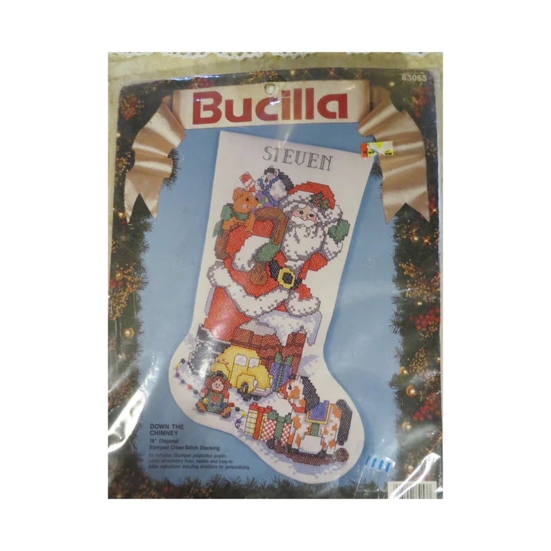 PartyParts's tweet photo. Bucilla Personalized Stocking Kit, Down the Chimney Stamped Cross Stitch Stocking, DIY holiday decor, Handmade craft ideas https://t.co/3kSWLJV8Ns via @Etsy https://t.co/ZW3ODxTdPr