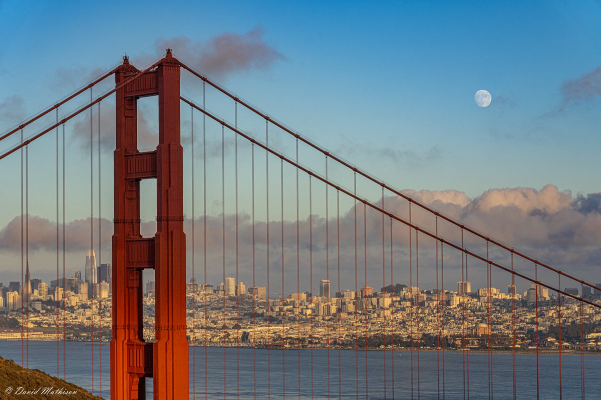 DavidMathison's tweet photo. The moon above, and SF below, the fog rolling in at sunset. 

Fort Mason, Transamerica and Salesforce towers to the left. The marina and chrissy field straight ahead. Palace of Fine Arts and Presidio to the right. (The Headlands, 8/9/22)

#SFCDOSummit: https://t.co/MDo9EeuWjI https://t.co/OJn0IEnSh6