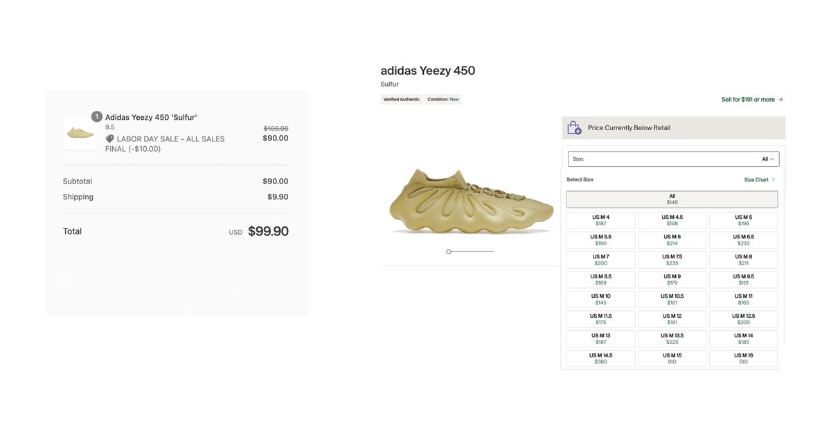 shoeplexus's tweet photo. When most don't even notice the ping because they're bricks.. Not in this case. ๐
$90 Sulfur Yeezy 450's restocked, and we cooked 65 pairs for our members through our #RandomSKUACO.
Retail: $90
Resale: $150+
Adding to the 50 General Purpose Shoes we cooked this weekend! https://t.co/a7prCBT8ou