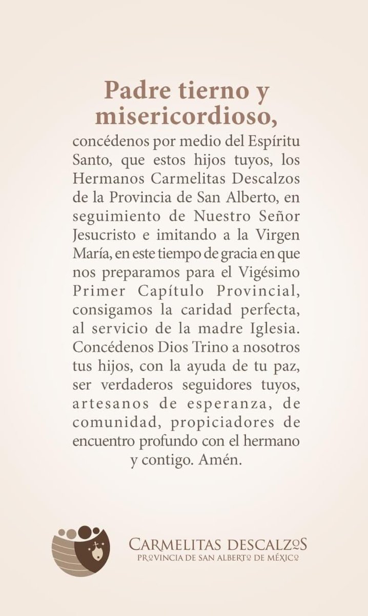 eveyhugo96's tweet photo. Os aseguro,además,que si dos de vosotros se ponen de acuerdo en la tierra para pedir algo,se lo dará mi Padre del cielo.
Porque donde dos o tres están reunidos en mi nombre, allí estoy yo en medio de ellos.
Mt 18,19
Oremos próximo #CapituloProvincial #OrdenDeCarmelitasDescalzos https://t.co/pW3ORW78t4