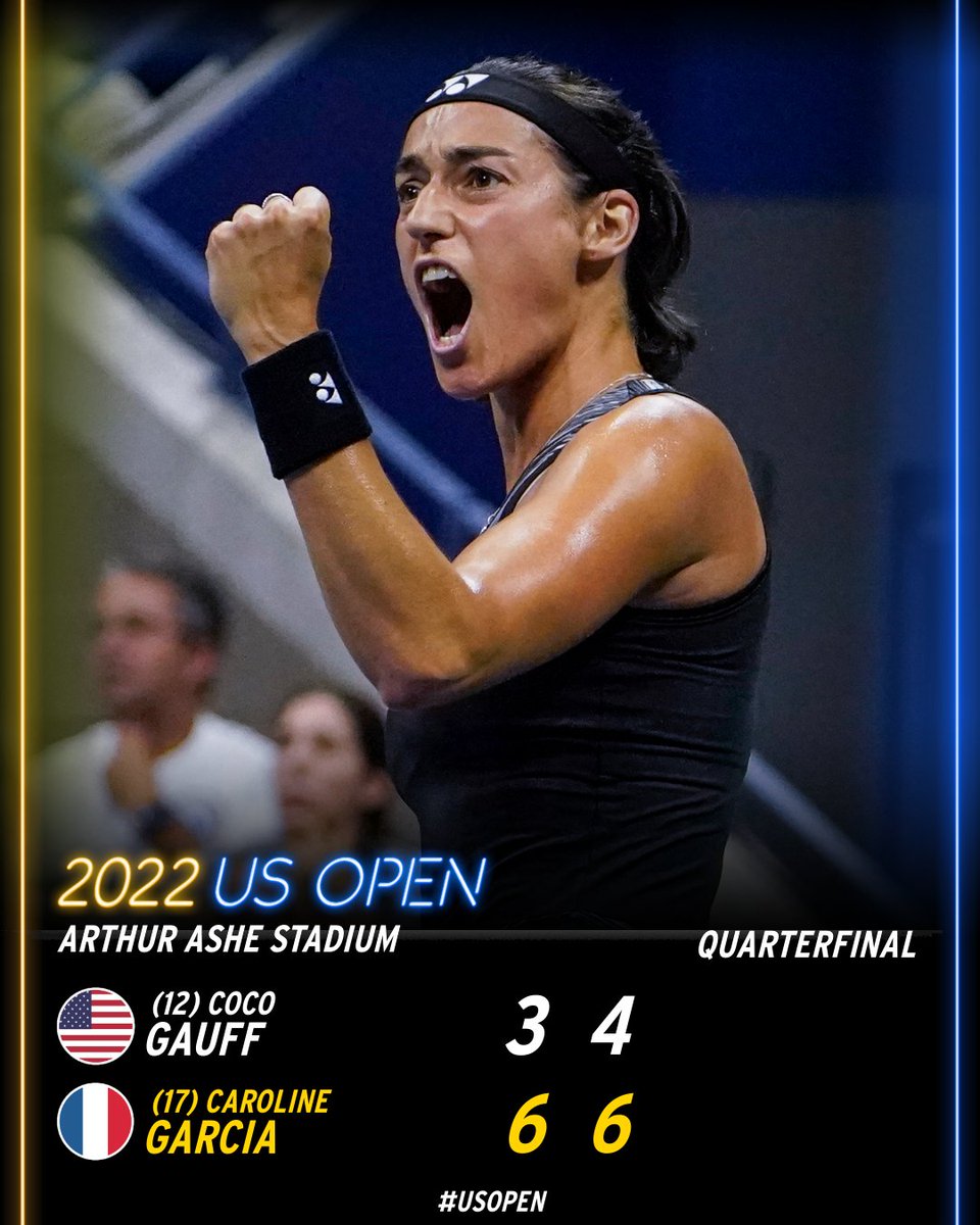 usopen's tweet photo. Caroline Garcia rolls into the #USOpen semifinals! https://t.co/w50c4vny3L