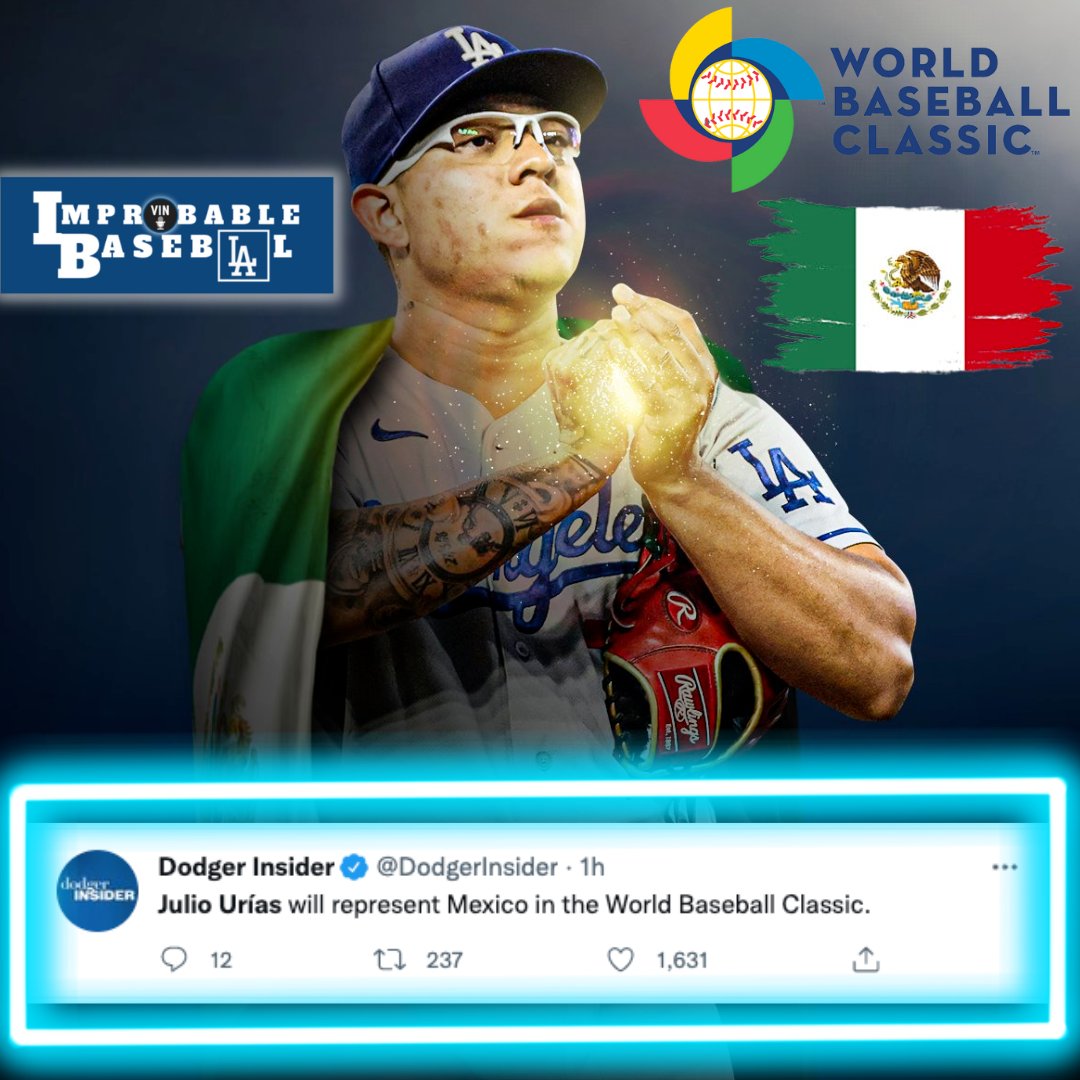 Dodgers_Podcast's tweet photo. BREAKING NEWS: Julio Urias will represent Mexico in the World Baseball Classic!
Let's go El Culichi! πͺ Viva MΓ©xico! π²π½
#DangerousDodgers #ImprobableBaseball
#mlbmexico #mlbmΓ©xico #worldbaseballclassic #dodgers #ladodgers #losdoyers #doyers #losdodgers #elculichi #juliourias https://t.co/dU7IQIn0Kl