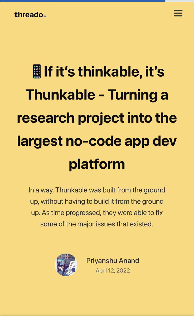 tongtongli6's tweet photo. “📱If it’s thinkable, it’s Thunkable - Turning a research projects into the largest no-code app dev platform”
Thinkable = Thunkable
#NoCode #App #appdev #appdesign #nocodeplatform #makewiththunkable #Entrepreneurship #edutech #MobileApp #NoCodedev #100daysofnocode #WomenWhoCode https://t.co/hE2o4ky8hs