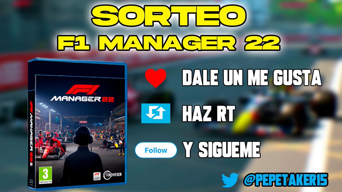 ⚠️¡SORTEO F1 MANAGER 22!⚠️

🥵Estamos a nada de llegar a 1K en twitter y lo celebramos con un #F1Manager2022 

Ya sabes como va esto:
✅Sígueme
❤️Dale Like
🔁Y RT

*Ganador en cuanto lleguemos a los 1.000*