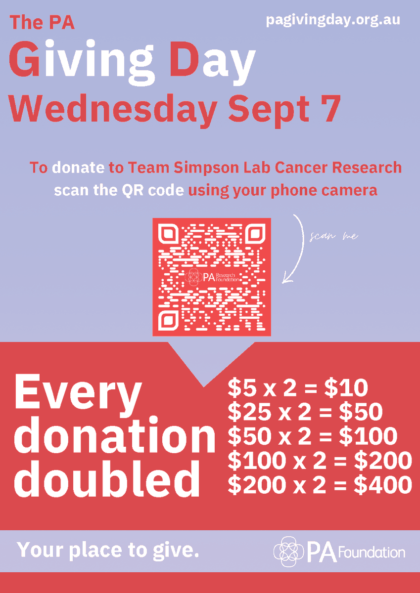Simpson Team_Cancer Therapy (@simpsonteamuq) on Twitter photo Today is the PA Giving Day! Your donation will be doubled, thanks to matching donors. Funds raised will go towards patients support initiatives and medical research! Please help us fundraise here charidy.com/pagivingday/si…
#PAgivingday <a href="/PARFoundation/">PA Research Foundation</a> Today is the PA Giving Day! Your donation will be doubled, thanks to matching donors. Funds raised will go towards patients support initiatives and medical research! Please help us fundraise here charidy.com/pagivingday/si…
#PAgivingday <a href="/PARFoundation/">PA Research Foundation</a>