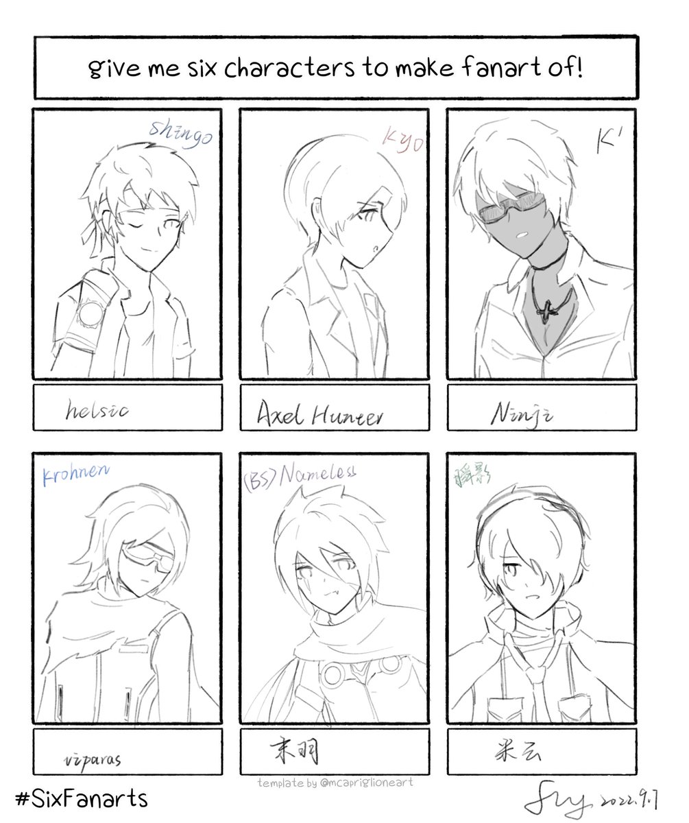 开学好忙没时间上色（士下座
总之很潦草的画完了
<a href="/helsic/">helsic ♥ commissions OPEN</a> <a href="/AxelHunter321/">Axel Hunter ★🐺(Thank u, Harada-san.)</a> <a href="/quesadillazbruh/">Ninji</a> <a href="/viparas/">viparas</a> <a href="/_Moyuuuuu_/">阿门阿前有一个魔芋</a> @miyun_o0O  
#KOF