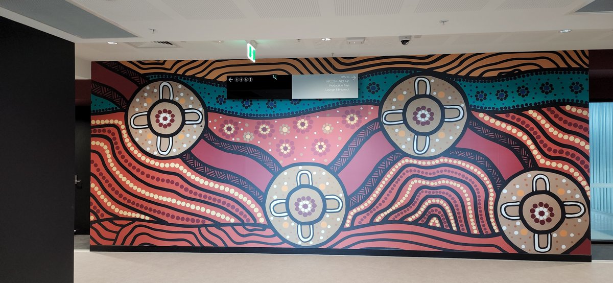 littlerocketau's tweet photo. We recently collaborated with Indigi-Print Pty Ltd to deliver a huge wall decal installation at Deakin University. Wadawurrung artist Billy-Jay O'Toole was commissioned to create a beautiful artwork to be featured on along a corridor in a brand new building in Geelong. https://t.co/NY9ZNmrvcD
