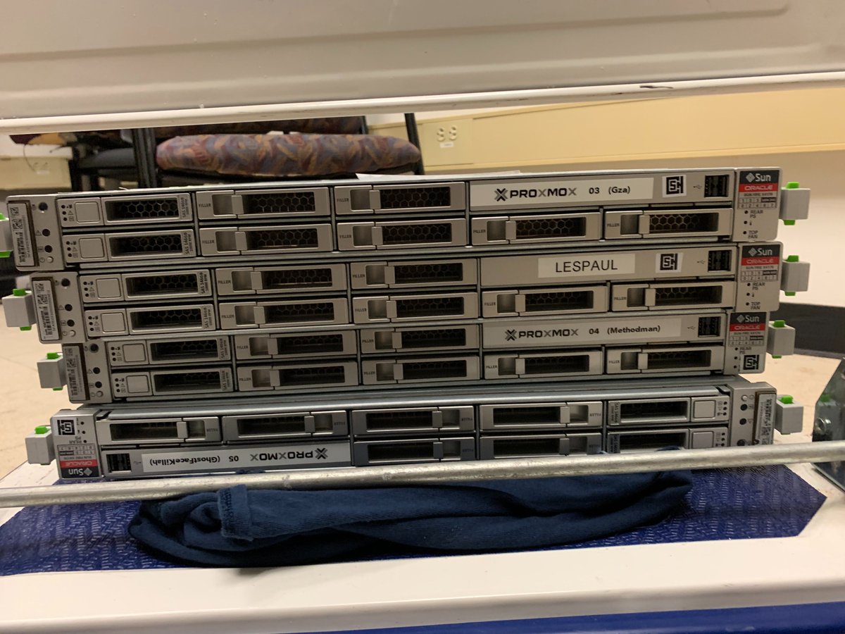 Thanks to <a href="/RITCSH/">Computer Science House</a> for donating two of their old Proxmox nodes to our Openstack cluster. On our way to filling 2 full racks!

<a href="/RITtigers/">RIT</a> @RitGci #ritsec #cybersecurity #openstack #hypervisor #servers