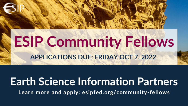ESIP Community Fellows applications are open through Friday, Oct 7. 

🌄Year-long fellowship w/ $2000 stipend to support one of ESIP's 30+ Collaboration Areas
🌄Travel covered for #ESIP2023 in Burlington, VT
🌄Connect to the #EarthScienceData community

esipfed.org/get-involved/s…