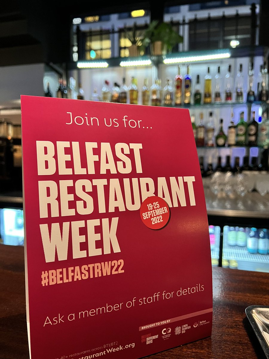 Dishyouwerehere's tweet photo. It’s happening. @BelfastRW22 is BACK! Get out and sample all the restaurants for less - 2 courses at dinner for £15, and x2 course lunches for £10. Park the diet for the week of 19th - 25th September. You’ll not regret it 😉🍴#Belfastrw22 https://t.co/mOMEPvpvLE