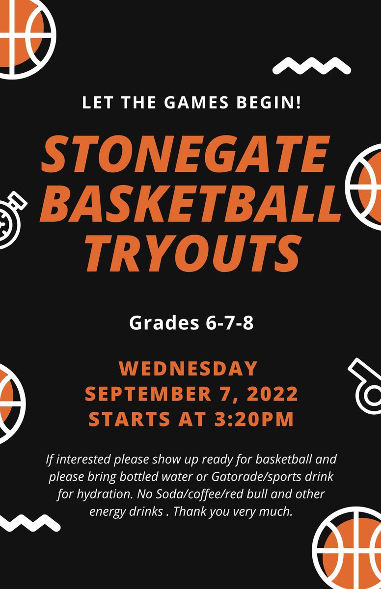 StonegateGATORS's tweet photo. Basketball Tryouts Are Back! https://t.co/NKPH3TQzTg https://t.co/uLMCPCP1tl