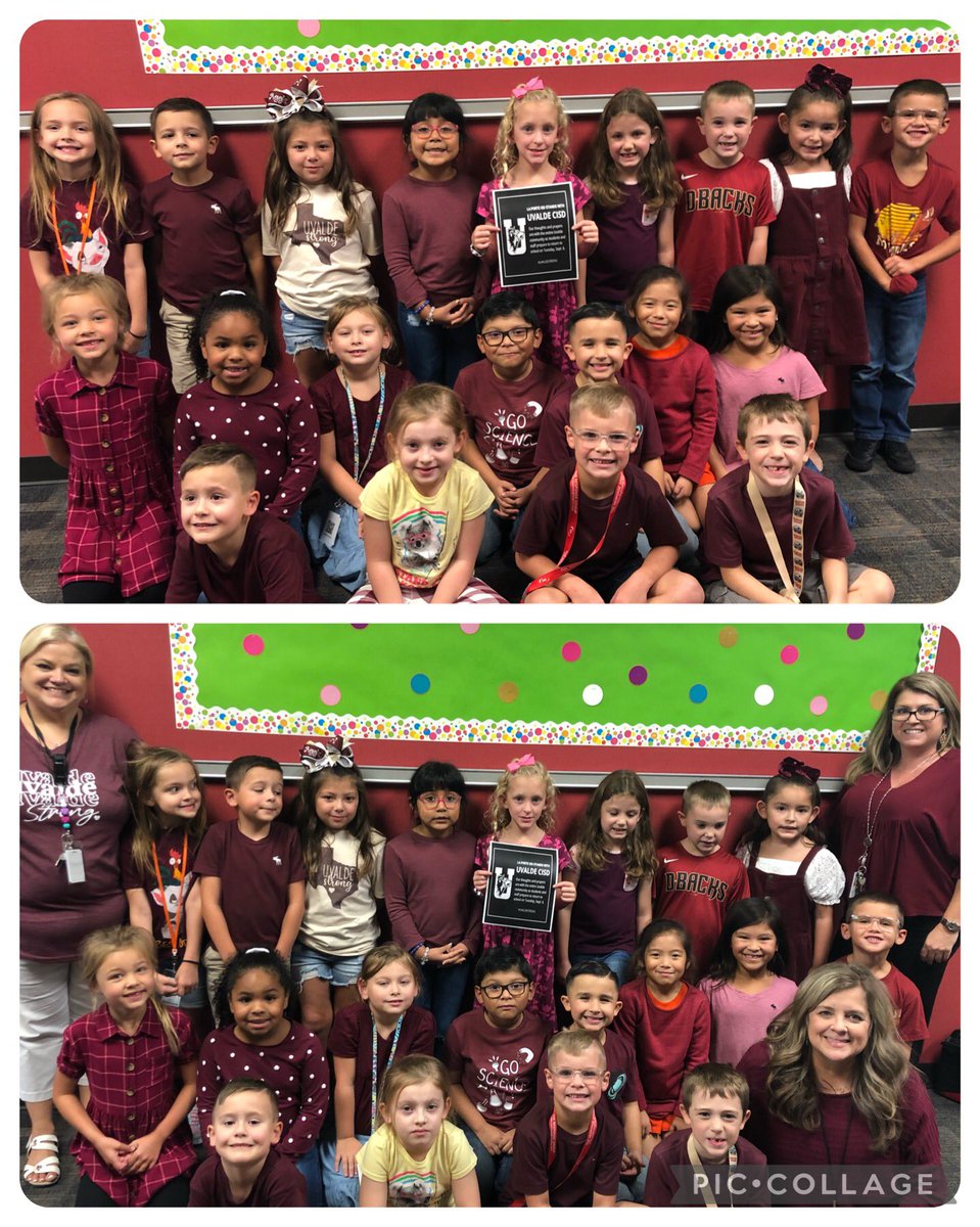 kimberlylarive's tweet photo. Lomax Elementary first graders wore maroon in honor of Uvalde students and teachers returning to school today! #uvaldestrong #chooselp https://t.co/qCop98d8ts