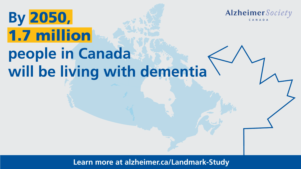 Our new #LandmarkStudy: ‘Navigating a Path Forward for Dementia in Canada’, projects that by 2050, 1.7 million people living in Canada will be living with #dementia – almost 3x the number today. 

We can change this future. Find out more: alzheimer.ca/Landmark-Study