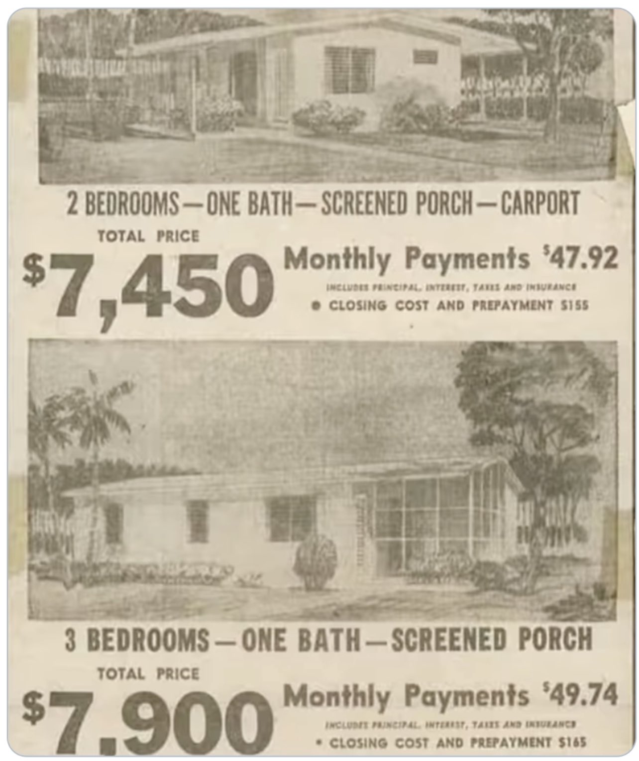 Home prices and monthly payments in the 1950s OT Lounge