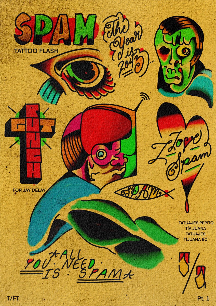 diegotft21's tweet photo. Probably a remix "Spam tattoo flash "     

Inspired by @Jay_Delay #jaydelay #spamcomix #aicomix #web3comix #spamartist 

https://t.co/ECBmxw0Fz7 #rarible #ethereum #nonfungible #digitalasset #nft a través de @rarible https://t.co/EP982b1rBf