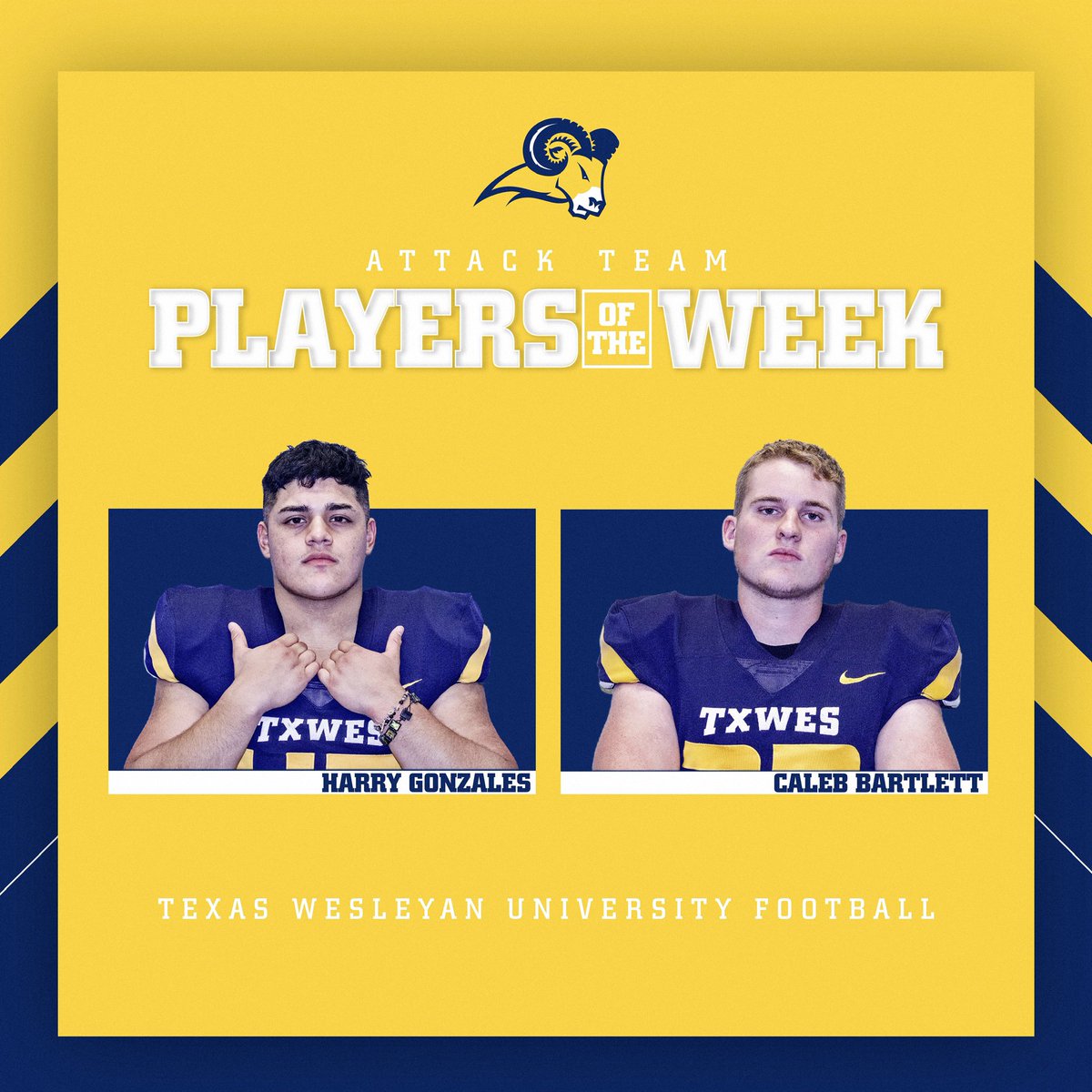 TxWesFootball's tweet photo. Players of the week! #RamsUp https://t.co/OmrbZPsiqg
