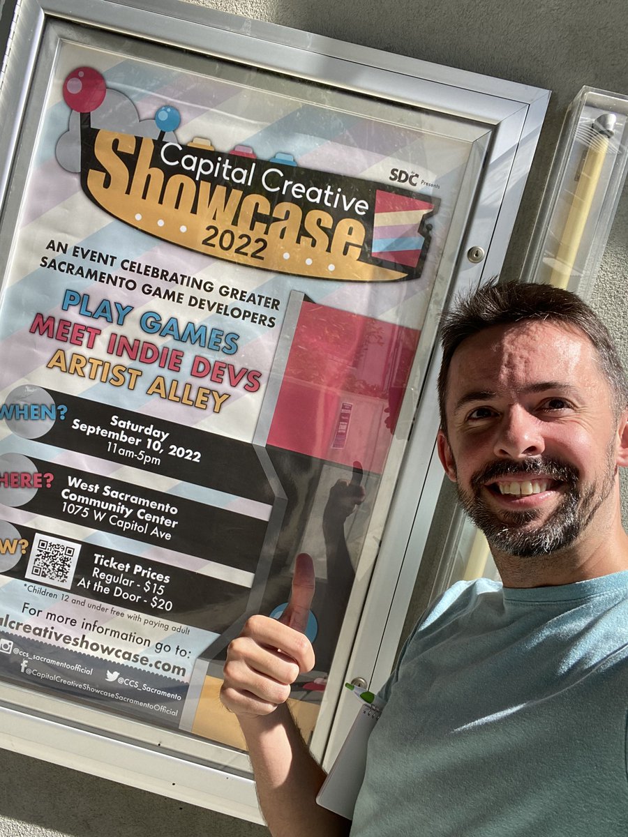 zachwinnstudios's tweet photo. First off, ignore my face. It was bad lighting and the sun was in my eyes lol
However, I am so excited for #CapitalCreativeShowcase this Saturday! Cannot wait to show off my work and play other amazing games. I’ve missed this ❤️
@CCS_Sacramento #CCS2022 https://t.co/0rH7HmNAOq