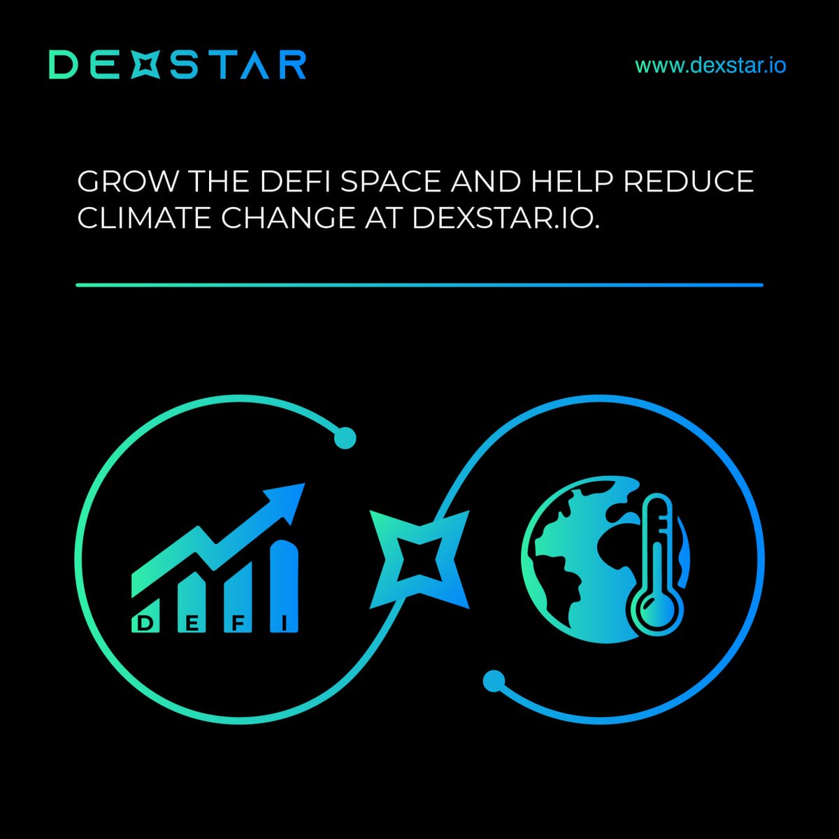 DeFi has distinct cost advantages over tradfi yet current DeFi TVL represents less than 0.1% of the Global Sustainable Markets. We know where this is going. 

Grow the DeFi space and help reduce climate change at DexStar.io