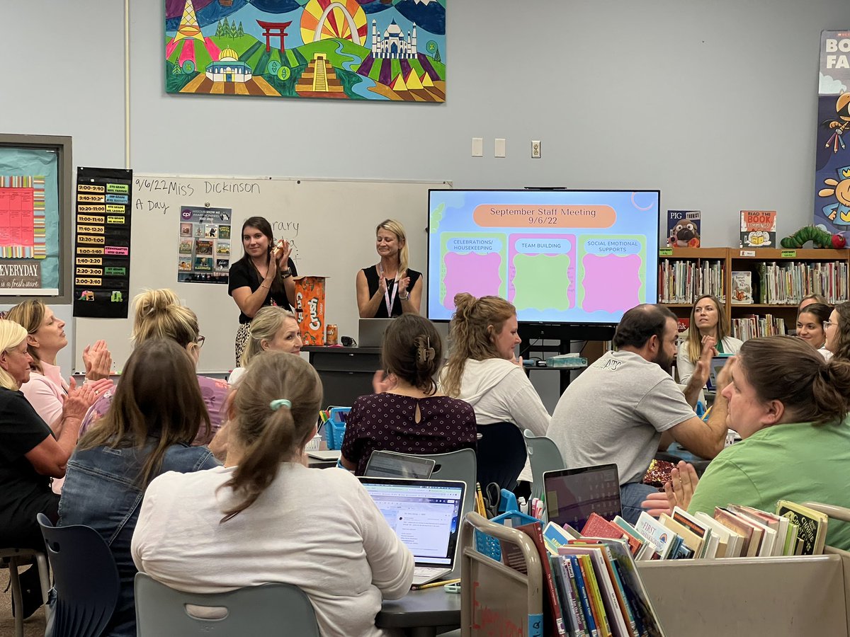 Led by Mrs. Dannegger &amp; Mrs. Koenig, WB’s 1st 2022-23 staff meeting is “crushing it!” <a href="/PattonvilleSD/">Pattonville Schools</a>