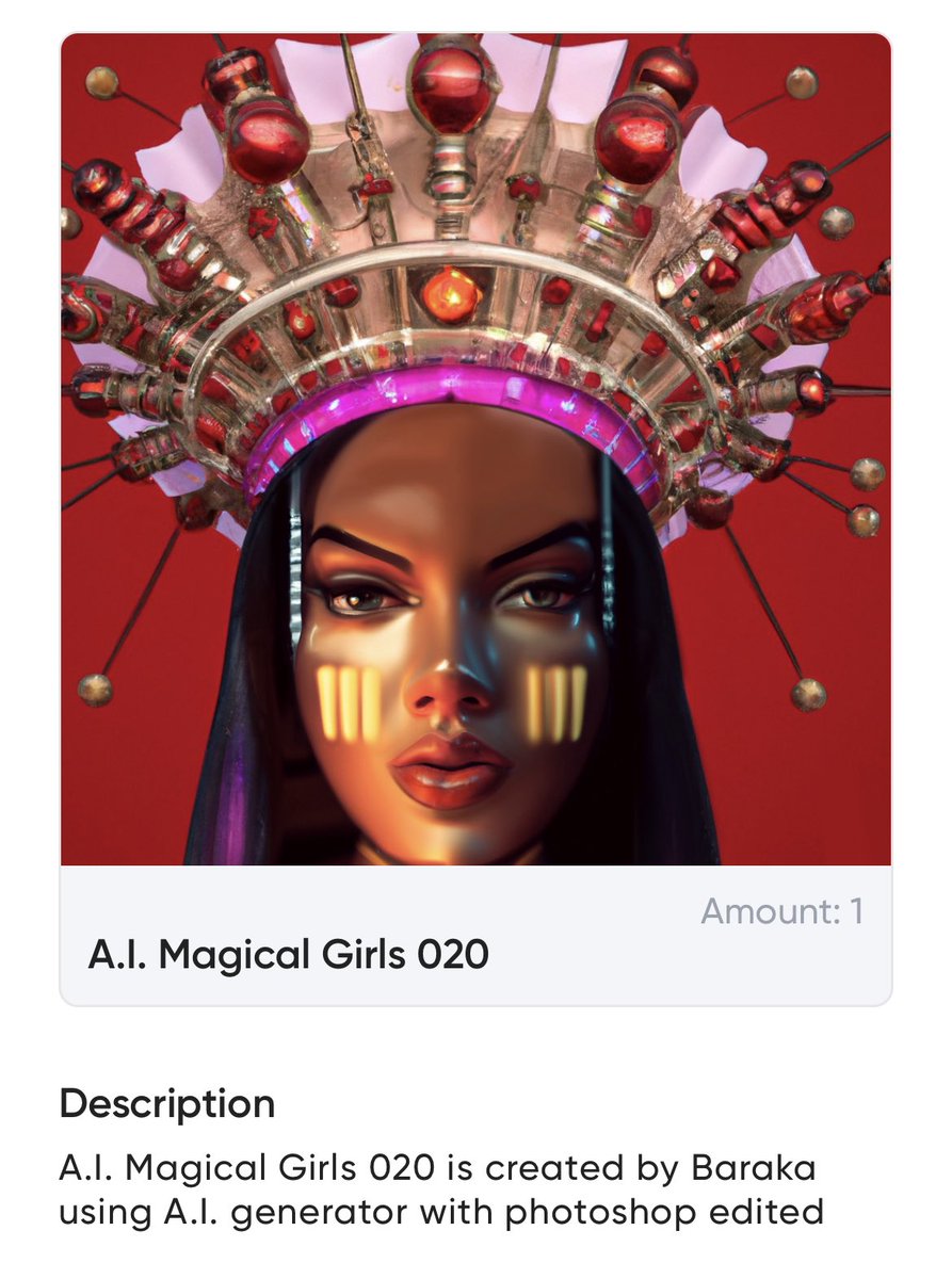 BB_artzy's tweet image. A.I. Magical Girl 020 joined her sisters in the spectral world wearing unique crowns that empower them 👑👸🏻I created her with A.I. Generator and edited with Photoshop. She is unique 1/1 like her sisters. Dm if want her. #nft #aiart #digitalnft #nftart #LRC #NFTs #portraitdigital