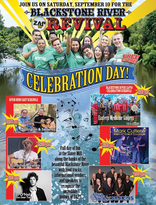 Saturday 11am-6pm at Slater Mill #ZAP50 <a href="/TourBlackstone/">BlackstoneValleyTourism</a> Full day of fun at the Slater Mill along the banks of our beautiful Blackstone River with food trucks, informational vendors, and speakers to recognize the incredible history of ZAP!! #theblackstoneisourriveroflife