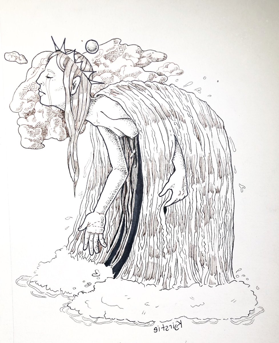kjellagate's tweet photo. A very old doodle of mine that I still cherish. Would love to recreate it. #goddess #ocean #clouds #queen #water #illustration #stipple #artwork #art #lady #ink #drawing #old #conceptArt #originalConcept https://t.co/crXR8fWsD6