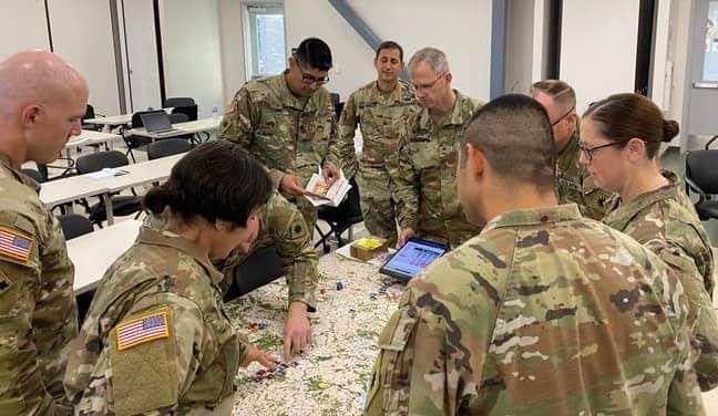 USARMYMCTP's tweet photo. #SmallArmy - Our teammate MAJ Tyler King ran into an old buddy at Joint Base Los Alamitos, CA while supporting @40thID & 138th Field Artillery Bde’s train-up for a #WarfighterExercise in November. MAJ King & MAJ Dorresett were new captains at the Intel career course a decade ago https://t.co/UEq31dFV9z