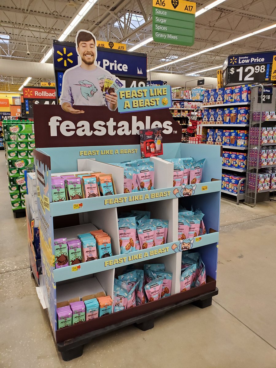 Walmarts are now carrying @MrBeast chocolate and they also have Vegan  cookies 🍪